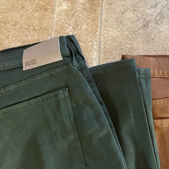 Paige Transcend Federal Slim Straight Jean Vintage Pine Green Colored Pants - 36 - Picture 4 of 5